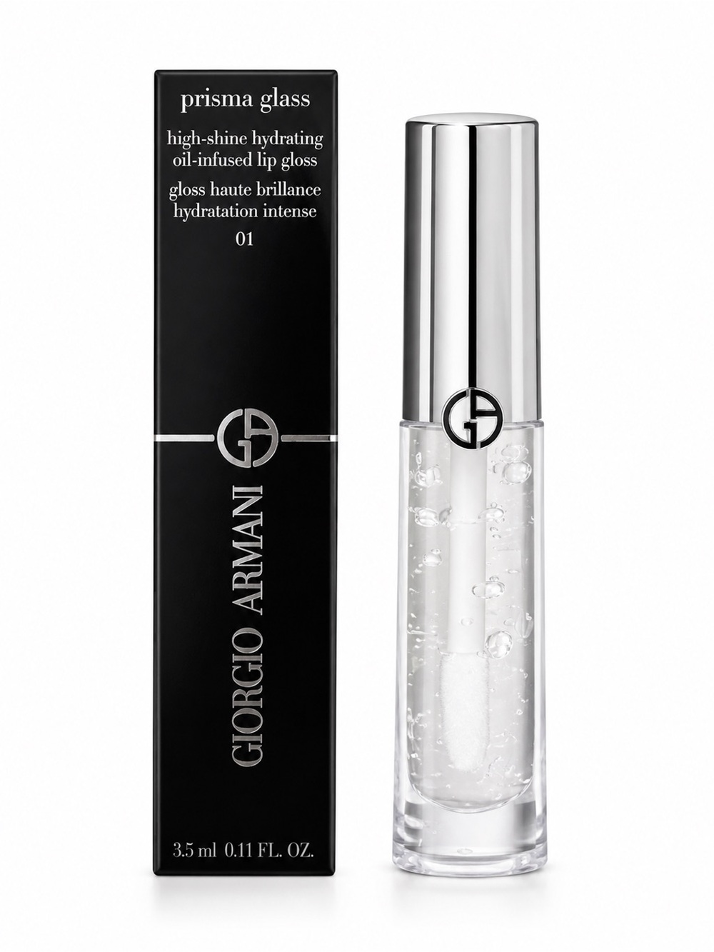 Giorgio Armani Prisma Glass Clear Shine 01 Lip Gloss • FULL SIZE • NEW IN BOX